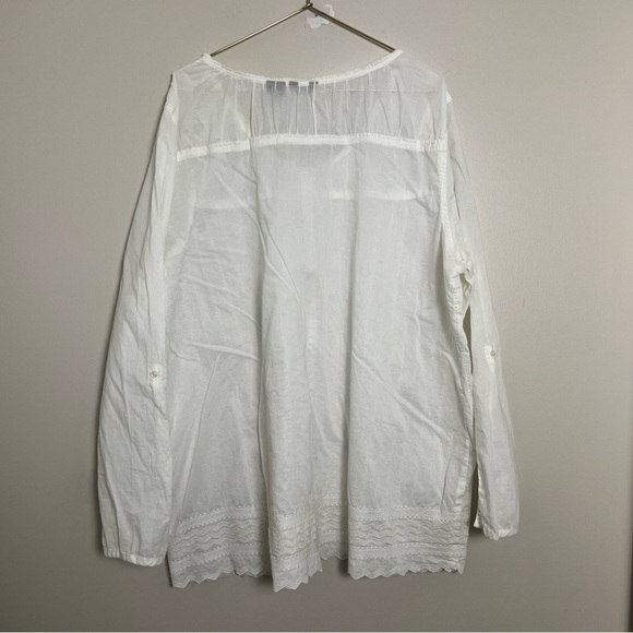 Eddie Bauer Ivory Sheer Boho Blouse Size XXL Lightweight Coastal Grandma Beachy - Picture 5 of 13